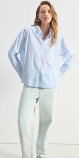 American Vintage Damenbluse ELUABIRD hellblau gestreift