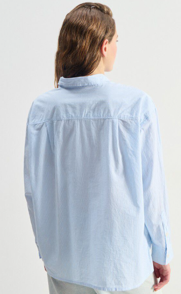 American Vintage Damenbluse ELUABIRD hellblau gestreift