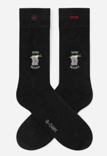A-dam BLACK NOODLES Socken schwarz mit Stickerei