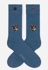 A-dam BLUE CUBE Socken blau mit Stickerei