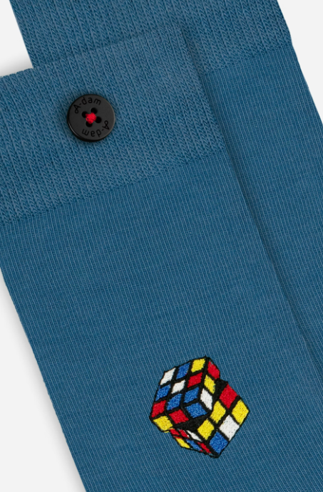 A-dam BLUE CUBE Socken blau mit Stickerei
