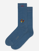 A-dam BLUE CUBE Socken blau mit Stickerei