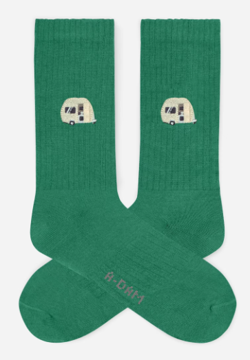 A-dam GREEN CARAVAN Freizeitsocken grün mit Stickerei