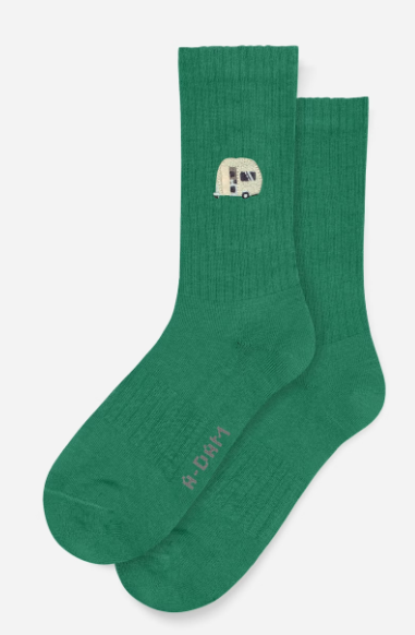 A-dam GREEN CARAVAN Freizeitsocken grün mit Stickerei