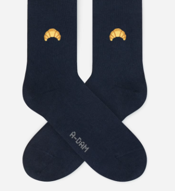 A-dam NAVY CROISSANT Socken dunkelblau mit Stickerei