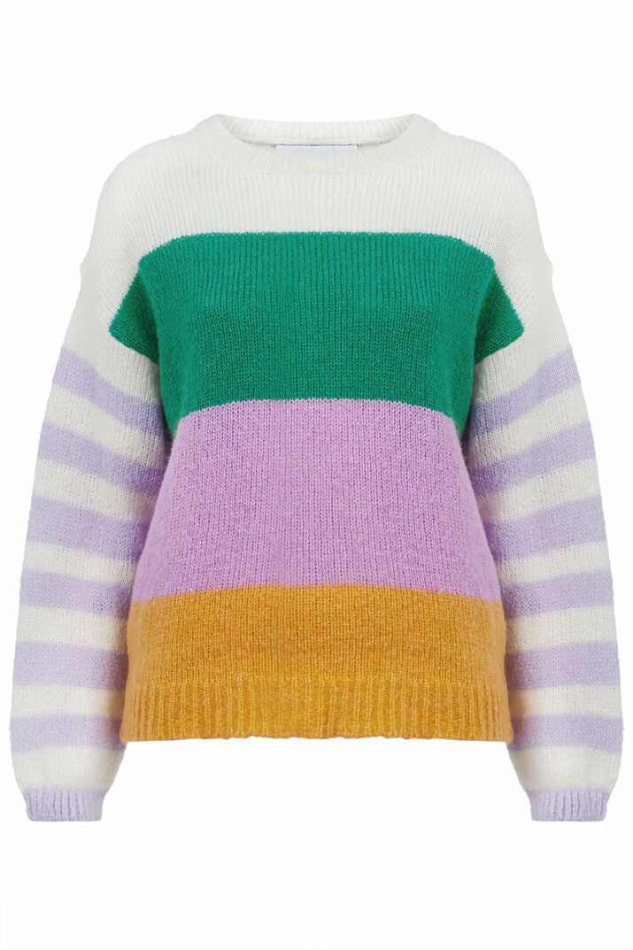bloom - Rd. neck sweater multicolour stripes