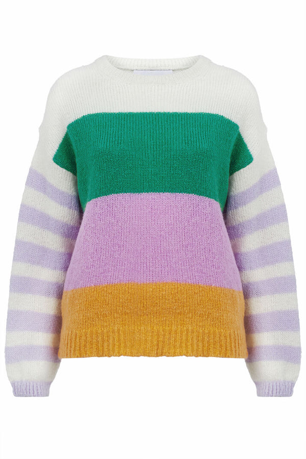 bloom - Rd. neck sweater multicolour stripes