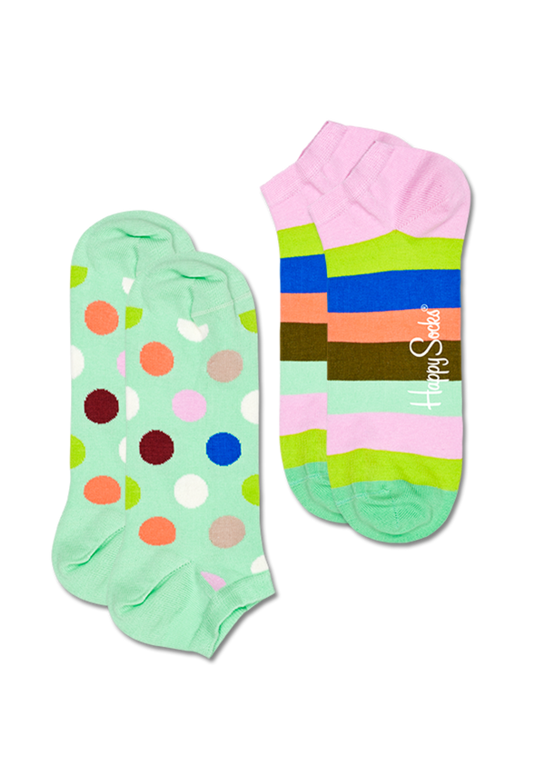 Happy Socks 2-Pack Big Dot Stripe Low Sock