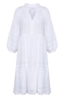 bloom - short dress, volants, lace borders white