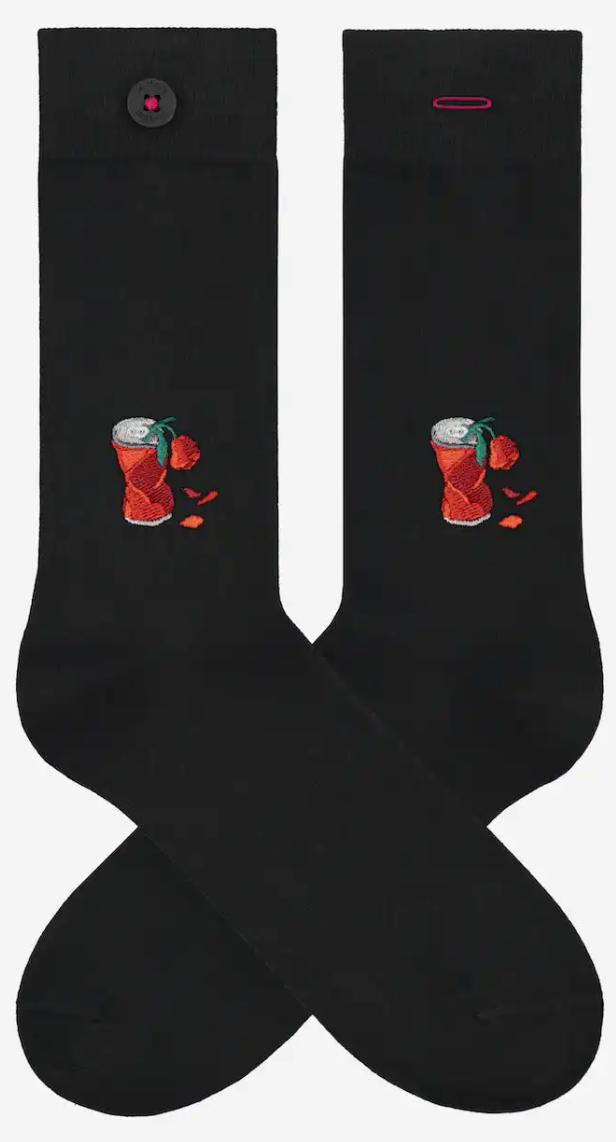 A-dam  - SODA ROSE Socken schwarz mit Stickerei