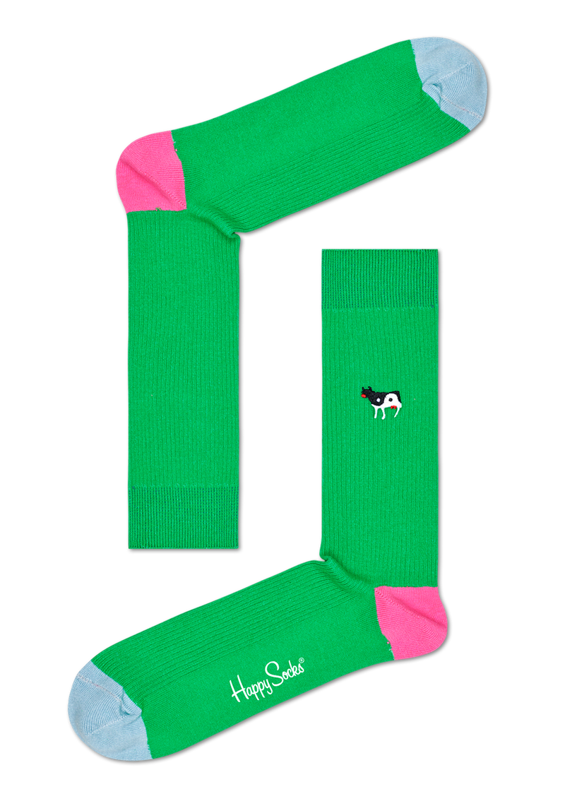 Happy Socks Ribb Embroidery Yin Yang Cow Sock