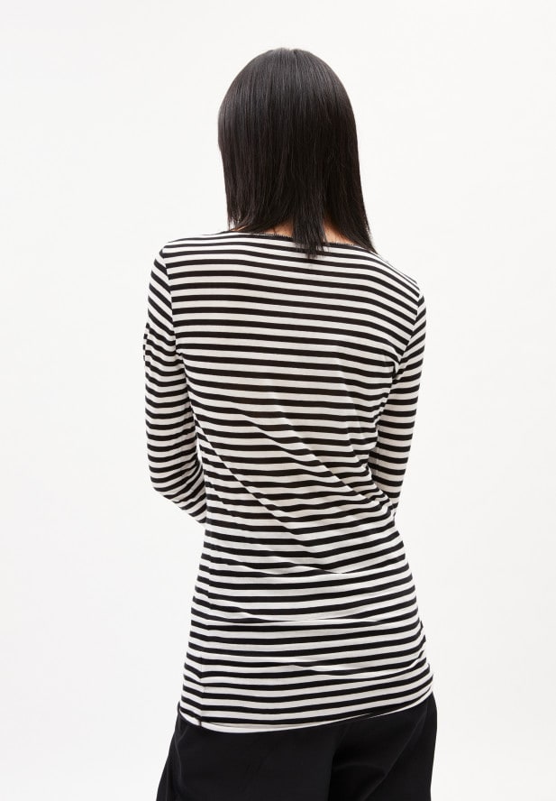 ARMEDANGELS - EVVAA STRIPES Longsleeve aus Bio-Baumwolle Black-Oatmilk