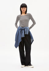 ARMEDANGELS - EVVAA STRIPES Longsleeve aus Bio-Baumwolle Black-Oatmilk