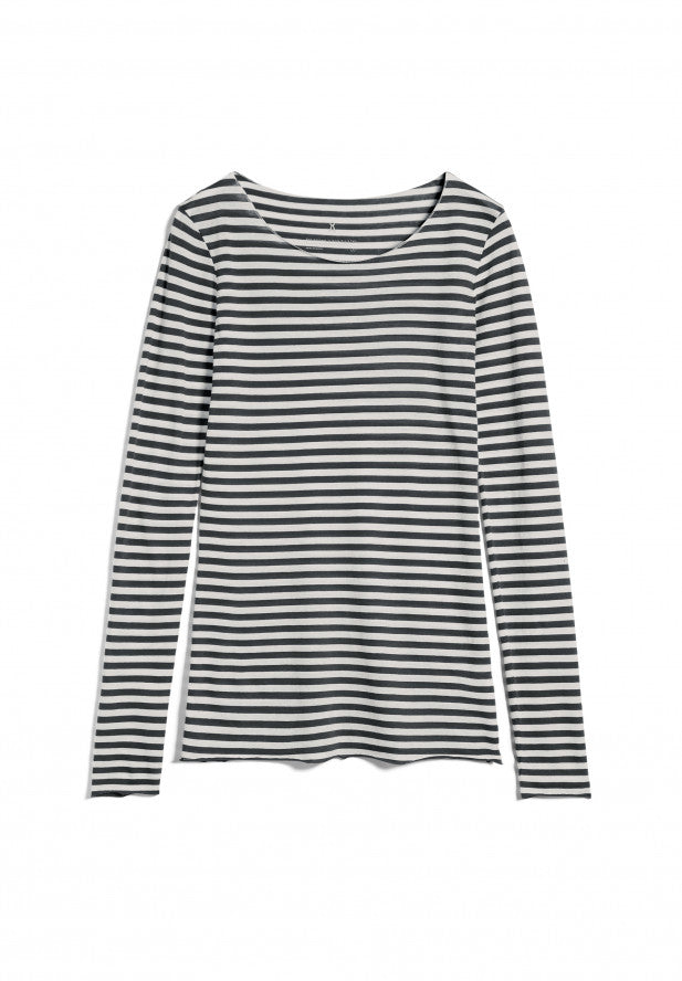 ARMEDANGELS - EVVAA STRIPES Longsleeve aus Bio-Baumwolle Black-Oatmilk