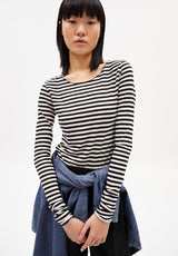 ARMEDANGELS - EVVAA STRIPES Longsleeve aus Bio-Baumwolle Black-Oatmilk
