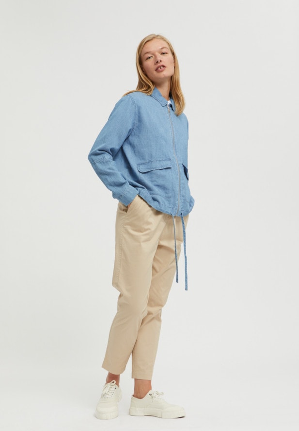 ARMEDANGELS -  HILMAA JACKE AUS BIO-BAUMWOLLE-LEINEN MIX foggy blue