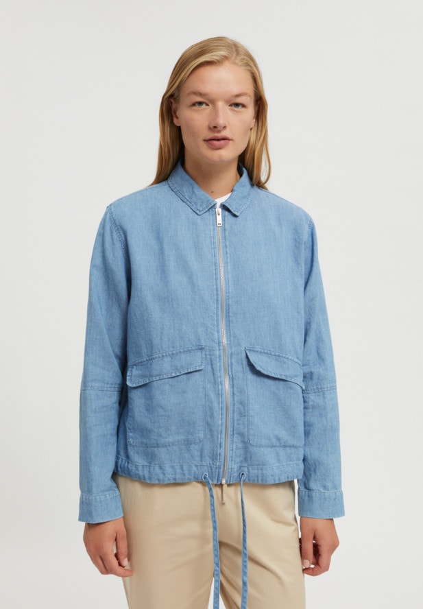 ARMEDANGELS -  HILMAA JACKE AUS BIO-BAUMWOLLE-LEINEN MIX foggy blue