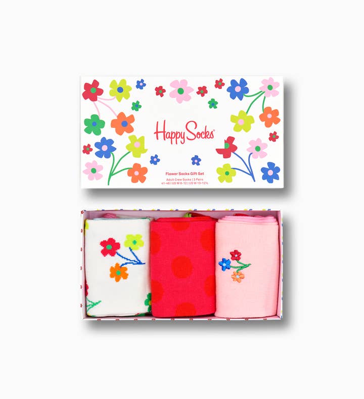 Happy Socks 3-Pack Flower Socks Gift Set XFLO08-3300