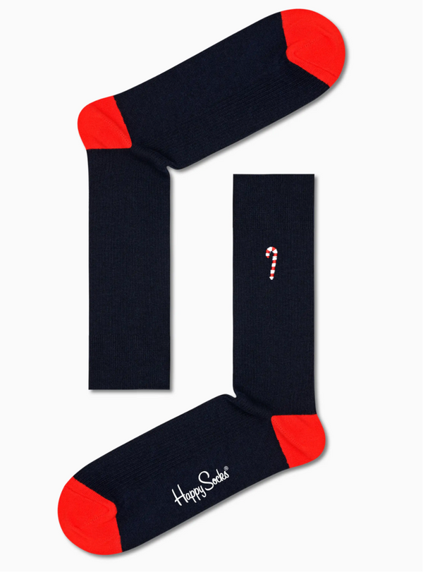 Happy Socks Ribbed Embroidery Candy Cane Crew Sock RECCS01-6500