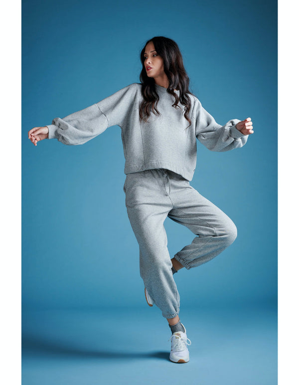 DEHA - Balloon Sleeves Sweatshirt Grey Melange